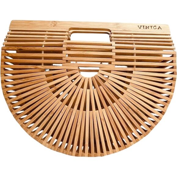 Vintga Bamboo Top Handle Handbag Purse - Picture 4 of 7